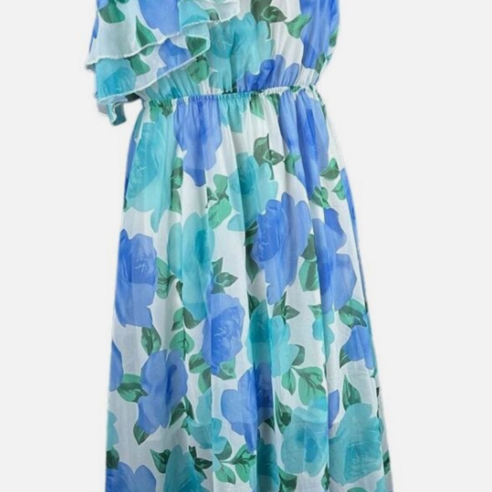Floral Blue and Green Dress